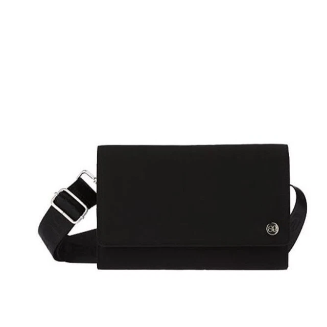 Samantha Brown Travel Organizer Crossbody Clutch Purse Bag Black NWT