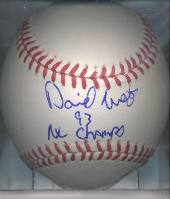 David West 93 NL Champs 1993 Philadelphia Phillies Autographed OML Baseball COA