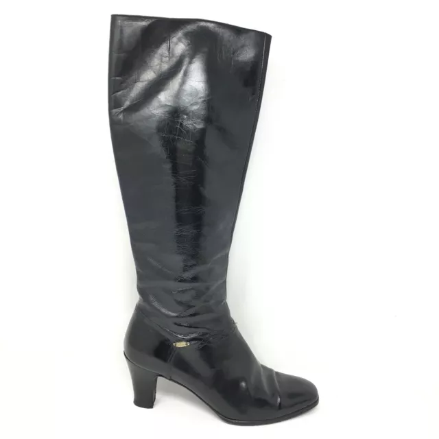 SALVATORE FERRAGAMO LOGO Knee High Boots Shoes Womens Size 6 Black ...