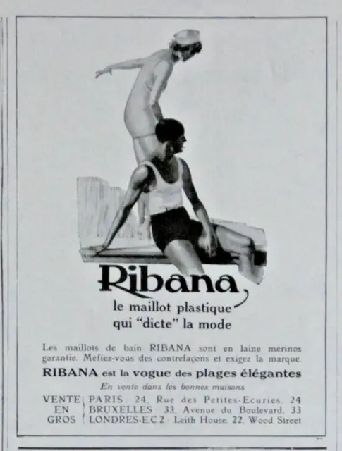 Publicité De Presse 1931 Ribana Le Maillot Plastique Qui Dicte La Mode