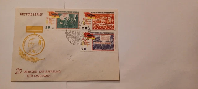 Ersttagsbrief DDR 1965 20.Jahrestag Befreiung Faschismus gest. Berlin W8 5.6.65