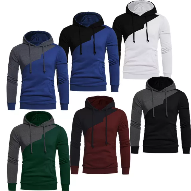 Mens Hoodie With Pocket Sweatshirt Gym Pullover Fitness Tops Long Sleeve Layer