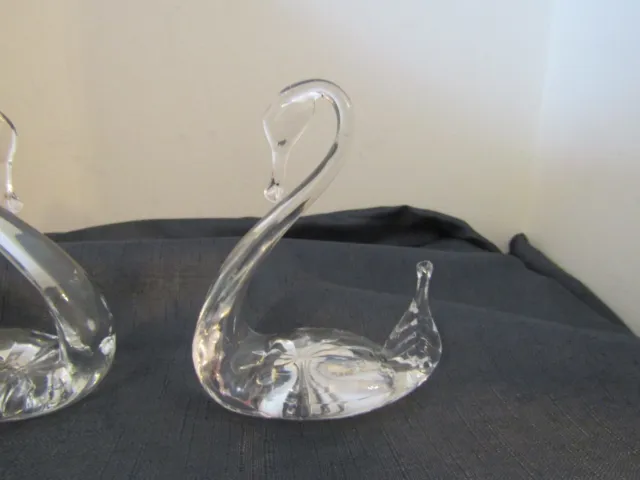 Tutbury Crystal Lead Crystal Cut Glass Pair of Swan Figurine Ornaments 11cm Tall 3