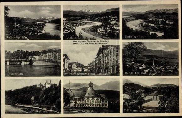 Ak Bad Tölz in Oberbayern, Straßenpartie, Rathaus, Kurhaus,... - 3653974