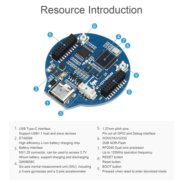 FüR RP2040 Entwicklungsboard 1,28 Bildschirmanzeige Rund / LCD / B1E3 3