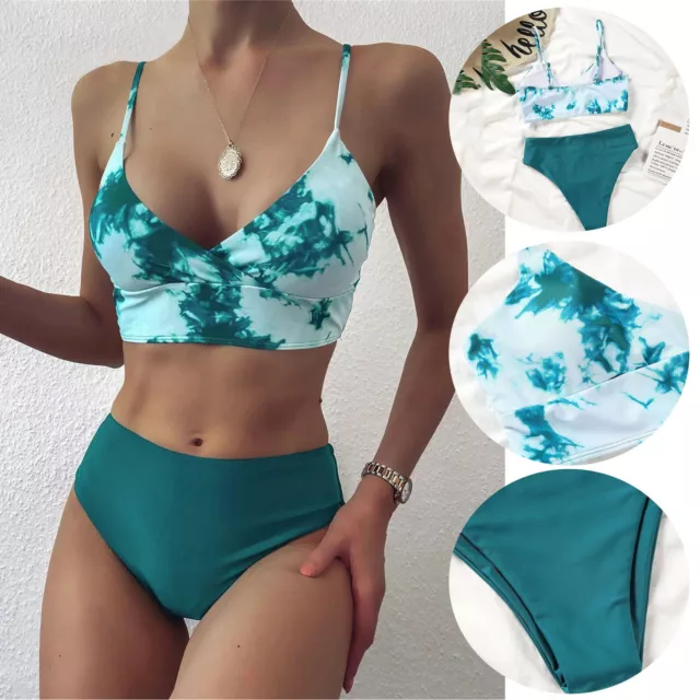 Women Sexy High Waist Swimsuit Bikini Set Bathing Suit Summer Swimwear Two-Piece