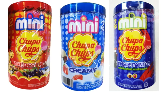 50 x Mini Chupa Chups Lollipops The Best of COLA FRUIT CREAMY Strawberry Orange