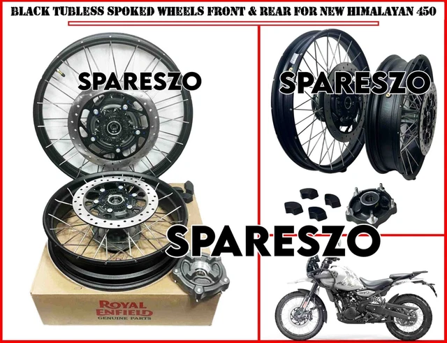 Himalayan 450 Rear Rim BLACK TUBELESS SPOKED Wheels Front & Rear Fit For Royal Enfield ...