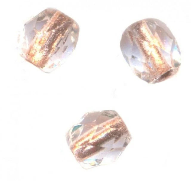 25 PERLES FACETTES DE BOHEME  6 mm CRYSTAL COPPER LINED