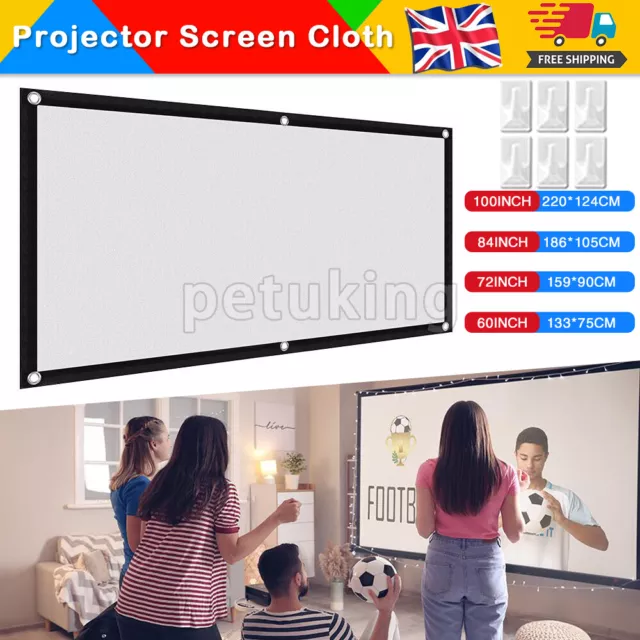 100''Portable Projector Screen In Home Outdoor Camping 3D HD 16:9 Cinema Theater