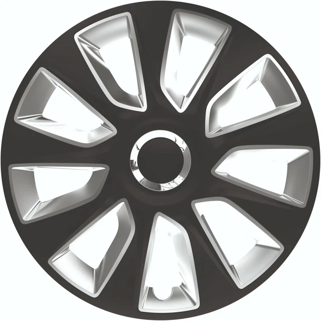 Copricerchi 13" Coprimozzo Stratos RC BS Copriplastica Set di 4 Coperture Nero Argento R13 2