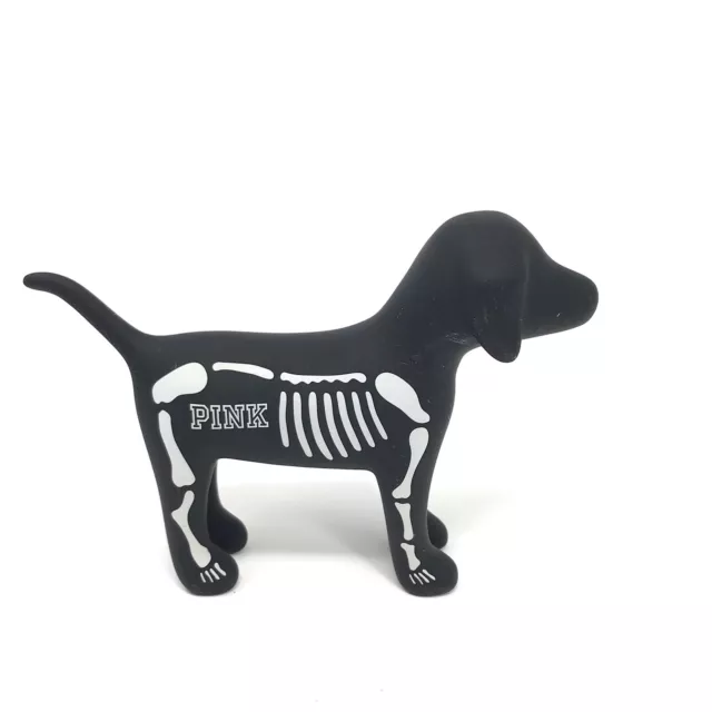 Victoria's Secret Pink BLACK SKELETON Dog Puppy Vinyl Figure Halloween Black EUC