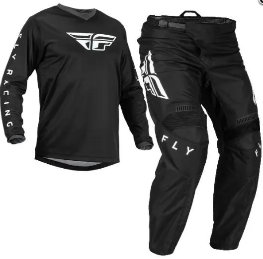 2023 FLY F-16 Kit Motorcross MX Pantaloni e Camicia Nero/Bianco - Taglie Adulto