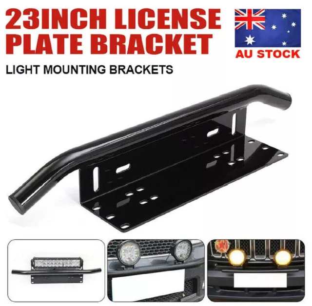 License Car Number Plate Frame Holder Bull Bar Bumper Mount Light LED Bracket