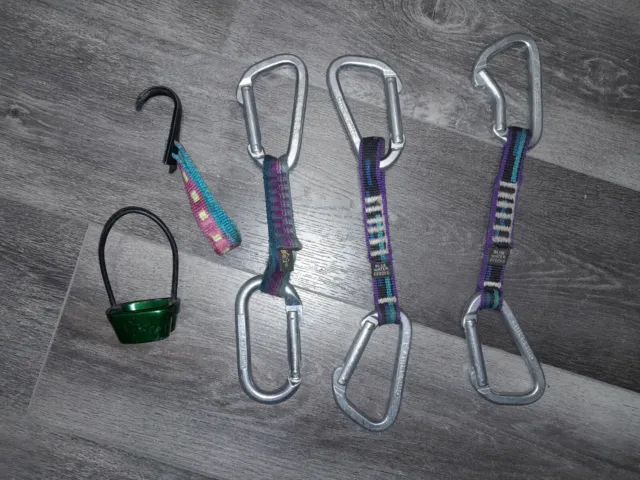 Black Diamond Belay Device and Quick Draws for Rock Climbing and Rappelling