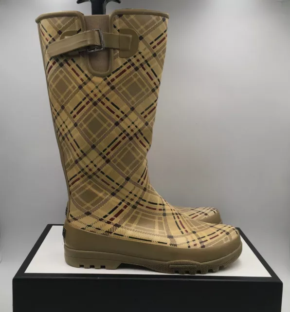 Sperry Pelican 9852112 Tan Plaid Waterproof Rubber Rain Boots Women's Size 10 US Sperry Pelican 9852112 Tan Plaid Waterproof Rubber Rain Boots Women's Size 10 US