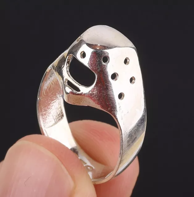 Mask Simulated .925 Solid Sterling Silver Ring Size 8 #17353
