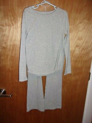 Girls Large 6X 7 Lands End 2 Piece Gray Outfit Fall Winter