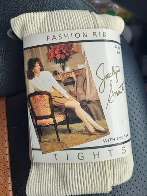 VTG JACLYN SMITH Fashion Rib Tights With Lycra Small Medium Ivory $9.99 ...