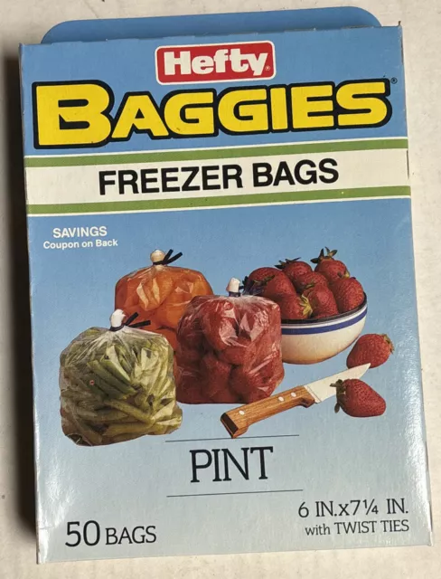 Vintage 80s Hefty Baggies Freezer Bags 126 Approximate Bags Pint and Quart  Size for sale online