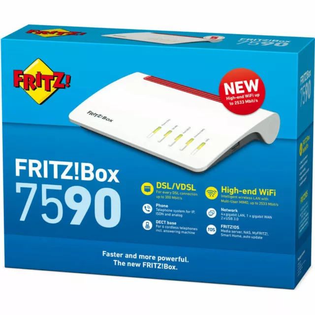 Modem AVM Fritz Box 7590 PER TUTTI I GESTORI FIBRA VDSL2 VDSL WLAN ROUTER WI-FI