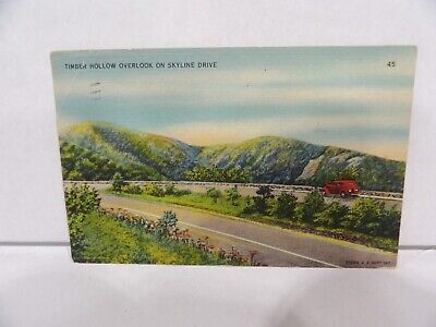 Timber Hollow Overlook on the Skyline Drive Luray VA 1951 Vintage Postcard