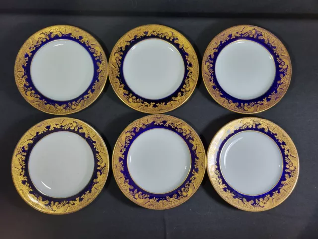 6 Copeland Cobalt blue & Gold Aesthetic Movement Lunch Salad Plates 7 ¾” Dessert