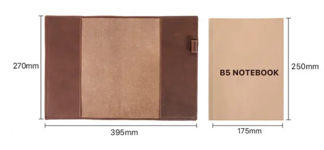 for B5 book jacket cover notebook slipcase bag pocket cow leather brown W806