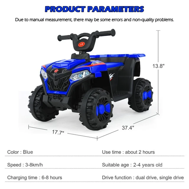 kids ride on 6v battery powered atv quad