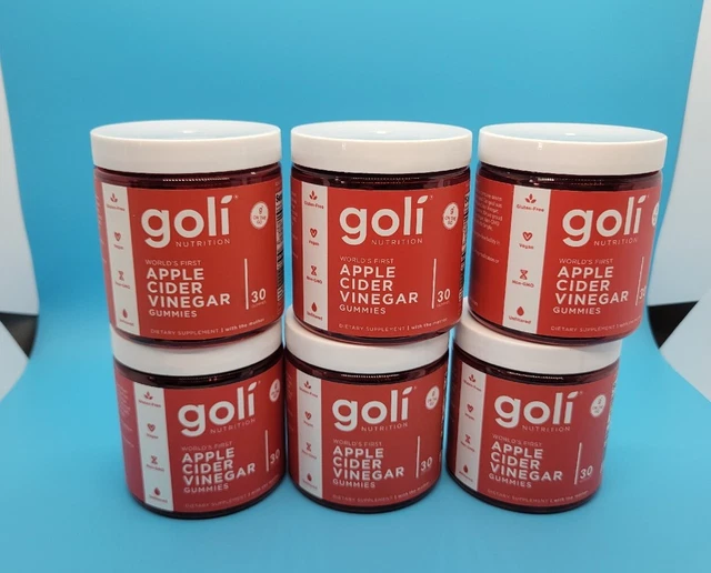 (6) GOLI APPLE Cider Vinegar Gummies 30 Gummies x6 bottles Vegan