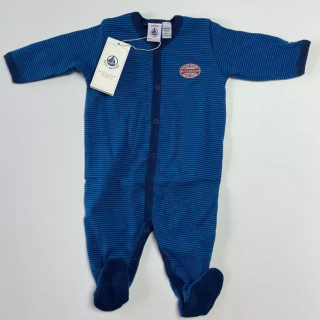 Petit Bateau Blue Striped Footie 3 Months