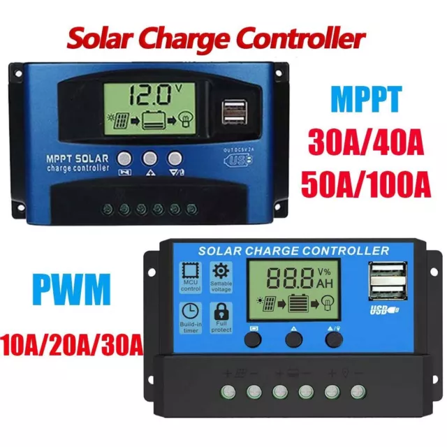 Controlador de carga regulador de panel solar 100A 30A 40A 60A PWM MPPT automático doble USB