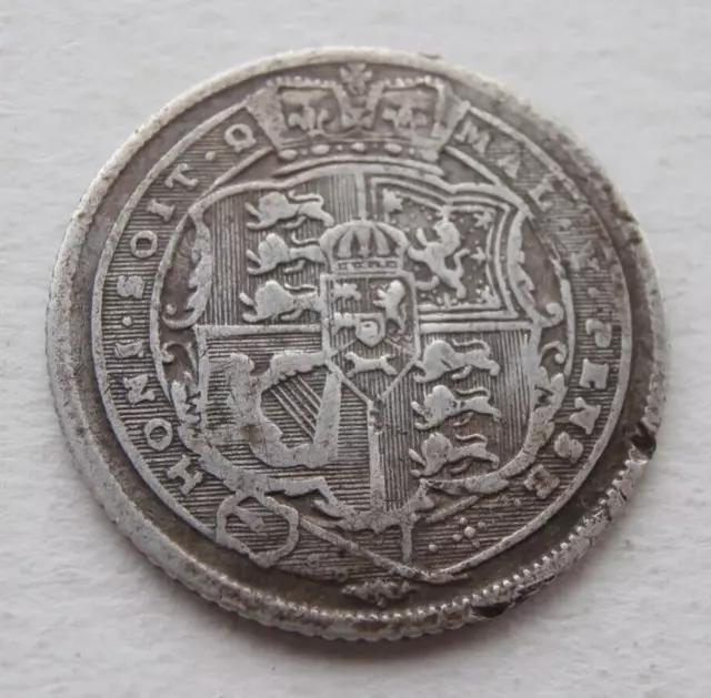 Georgian 1819 King George III Silver Sixpence 6d Tanner 2