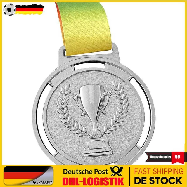 Torch Medal Souvenir Zinc Alloy Sport Competition Prize with Strap (Silver)