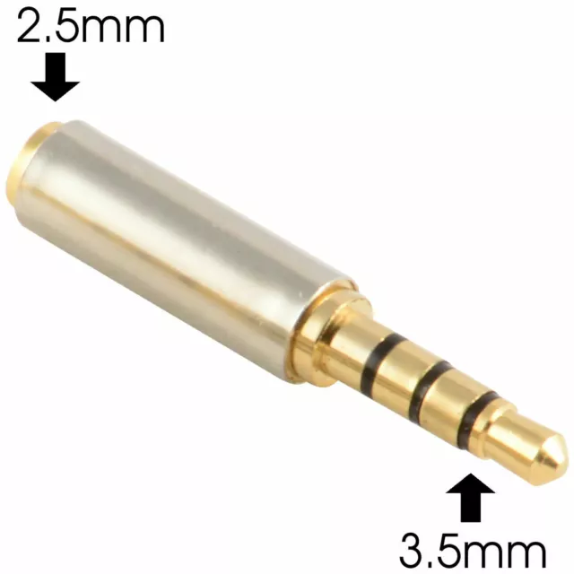 Gold 3.5mm Male to 2.5mm Female Stereo Audio Headphone Jack Adapter Converter