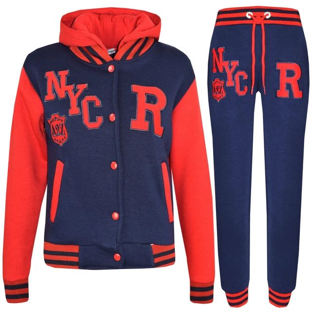Bambini Ragazzi Baseball R Nyc Tuta Navy con Cappuccio Varsity Giacca &