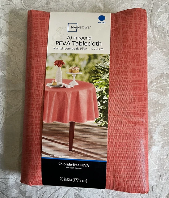 MAINSTAYS~Coral~70" DIAMETER  Round PEVA Tablecloth