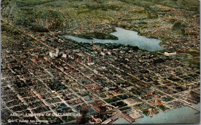 Vtg Aeroplane Aerial View of Oakland California CA 1910s City Postcard