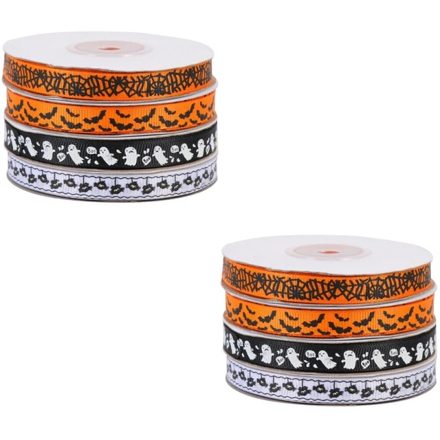 8 Rolls Polyester Halloween Webbing Gift Wrapping Ribbon Wide