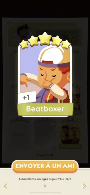 Carte Monopoly Go 5 Étoiles 🌟 Beatboxer