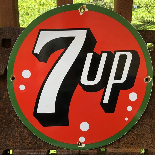 Vintage 7up Porcelain Sign Soda Pop Cola Drink Advertising Sign