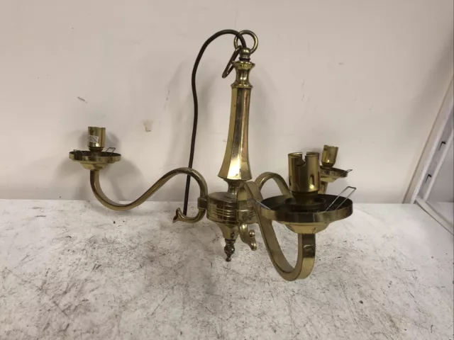 Old Victorian Style Vintage Brass 3 Chandelier Light Candelabra Hanging Fixture