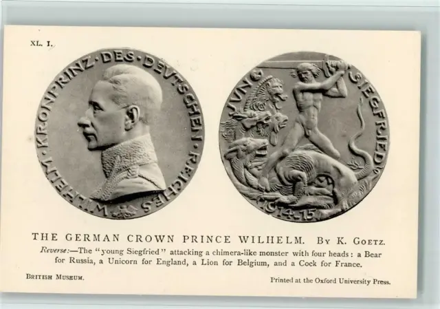 10543577 - Medaglie - Serie XL I di Goetz - principe ereditario tedesco Guglielmo, buono