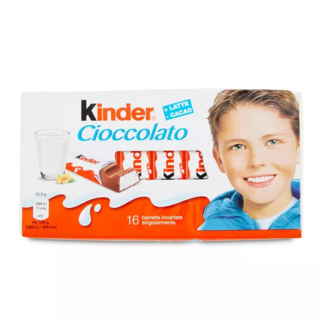 FERRERO Kinder Chocolat Snack Barres Chocolat au Lait Trousse 16 Pcs 200g