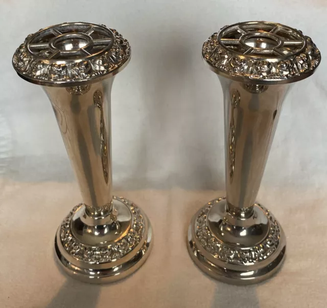 Pair Of Vintage Silver Plated Bud Vases By Ianthe c.1970’s