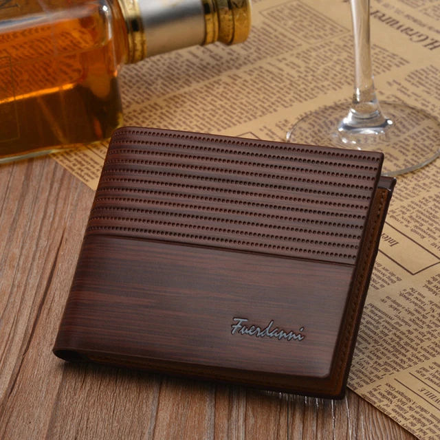 Men's Embossed Bifold Pocket Credit Card Leather Wallet - Brown