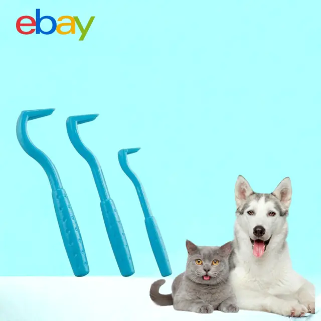 Pets Dog Cat Tick Remover Tool Rabbit 3 Pack Painless Flea Removal Hook Set