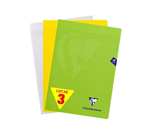 Clairefontaine 293101AMZ Lot de 3 Cahiers Agrafés Mimesys - A4 21x297 cm - 48...
