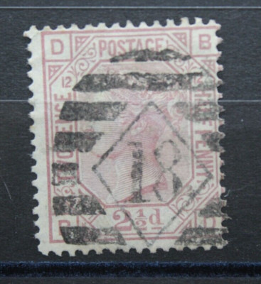A-2443-1875 GRAN BRETAGNA Regina Vittoria 2½ p rosa vinaceo CIF 56 usato 