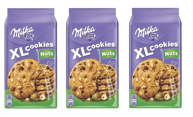 3x Milka Kekse Xl Nuts Mit Schokolade Und Haselnusstropfen 184g Cookies Biscuits